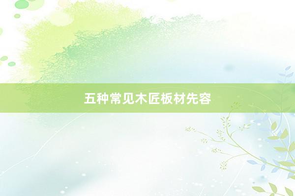 五种常见木匠板材先容
